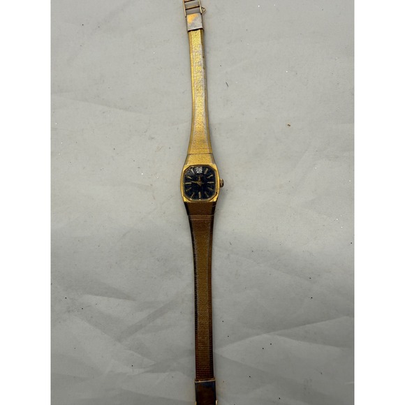 Bulova Quartz Gold‎ Tone Octagon Black Dial Women\'s Watch glass broken 92J81 main image 2